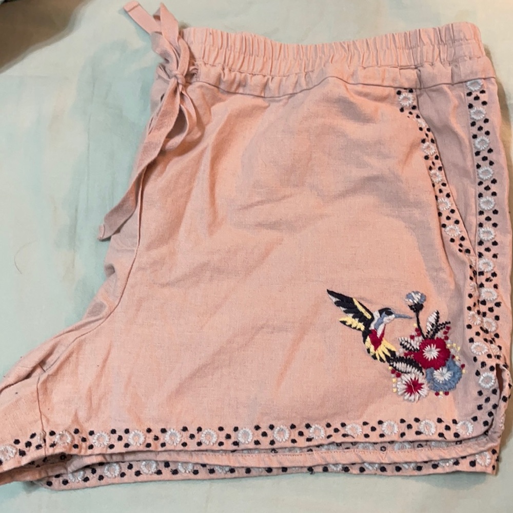 Loft Linen Patterned Shorts Size L